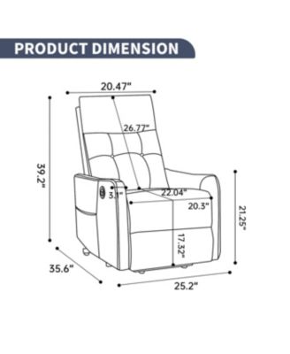 Streamdale Deep Blue PU Power Lift Recliner Chair with Massage, Heat & USB