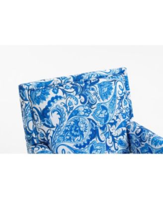 Upholstered Chair, Vintage Armchair with Blue/White Porcelain Print