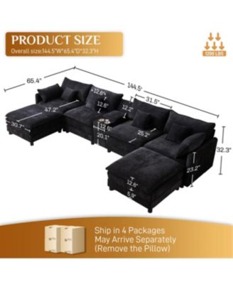 Streamdale 148-inch seven-piece sofa set with console, coffee table & 6 pillows