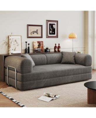 Streamdale Corduroy Compression Sofa Bed with Pillow Back Support, Grey