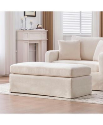 Streamdale Modern Upholstered Farmhouse Chair & Ottoman Set, Beige