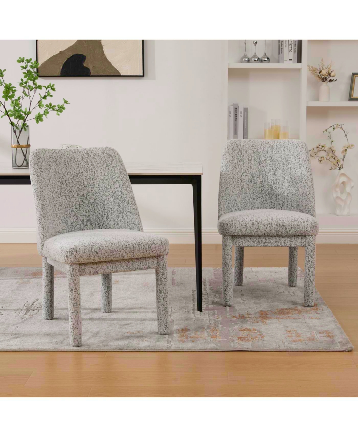 Streamdale Furniture Streamdale Modern Minimalist Chenille Dining Chair Set (Set of 2) - White/Black