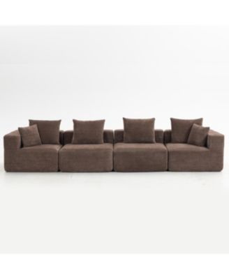  Modular Sectional Sofa, Full-Foam, Textured Brown Upholstery,