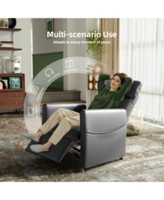 Streamdale Power Recliner Chair - Black Leather w/ Footrest, Padded Seat, Compact Design