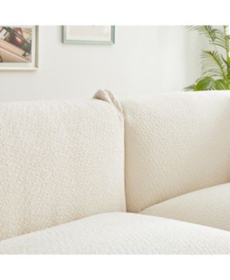 Streamdale Oversized Sherpa Loveseat Sofa with Metal Legs, 3 Seater Couch - White