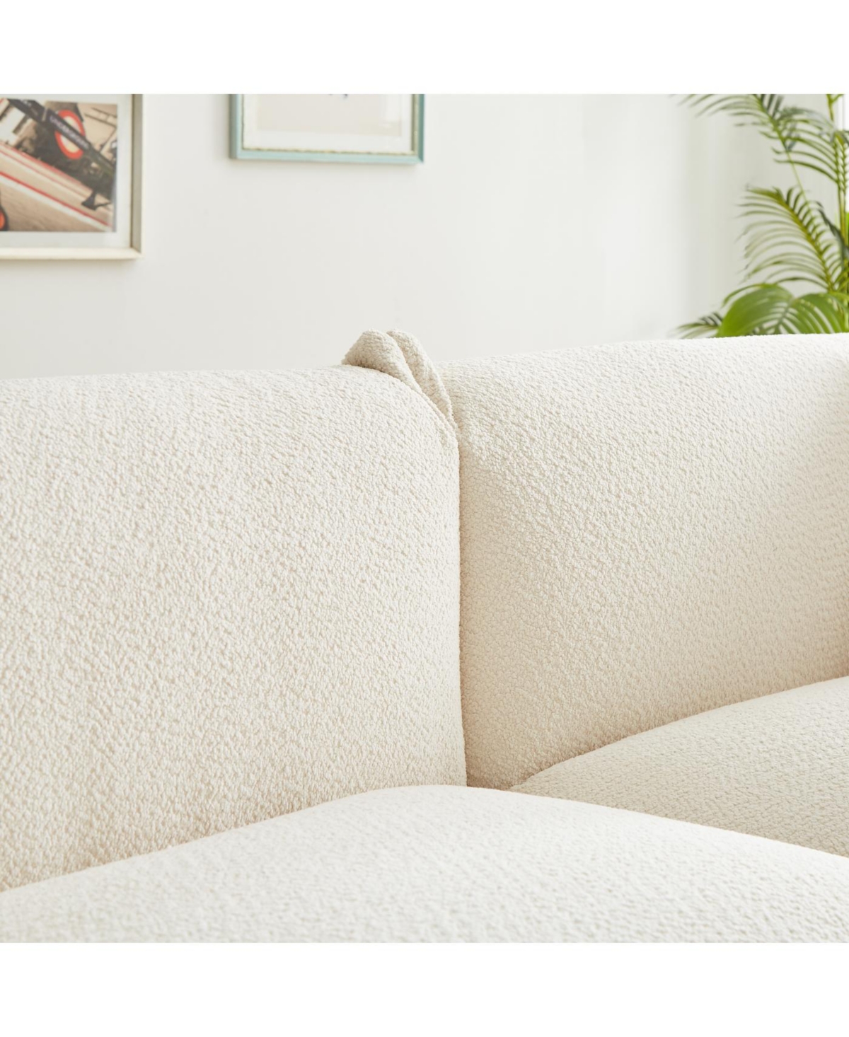 Streamdale Oversized Sherpa Loveseat Sofa with Metal Legs, 3 Seater Couch - White