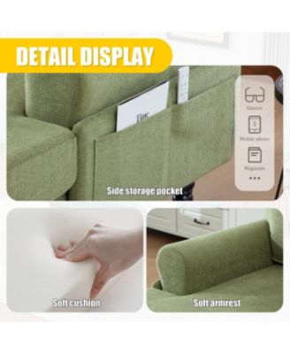 Streamdale Modern Minimalist Chenille Chaise Lounge Recliner Sofa with Wooden Legs & Storage Pockets