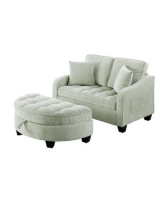 Streamdale Two-seater sofa with storage chaise and throw pillows - Cyan
