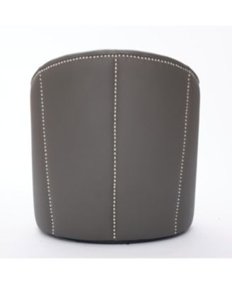 Streamdale Gray Leather Swivel Chair, Mid-Century Modern Lounge Chair