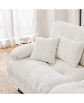 Streamdale Cloud Couch Chenille 2 Seater Sectional Sofa with Pillows and Ottoman, White