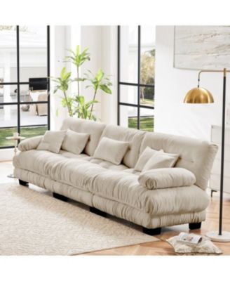  3-Seater Modular Sectional Sofa, Deep Seat Chenille Couch for Living Room