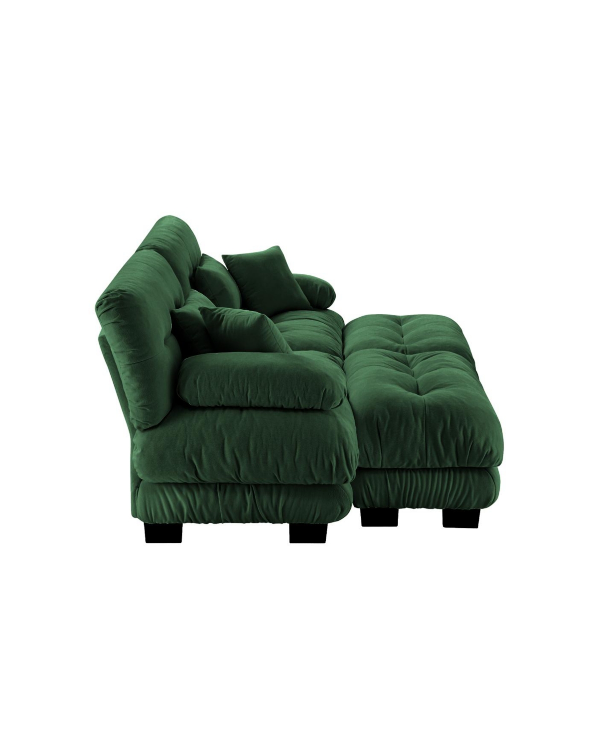 Streamdale Cloud Couch Sleeper Sofa, Chenille 2 Seater with 2 Lumbar & 2 Throw Pillows, Green