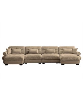Streamdale U-Shaped Sectional Sofa Cloud Couch with Movable Ottomans, Convertible 4 Seater