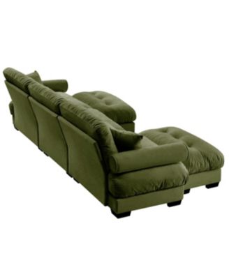 Streamdale U Shape Modular Sectional Sofa Couch with Two Ottomans, Olive Green