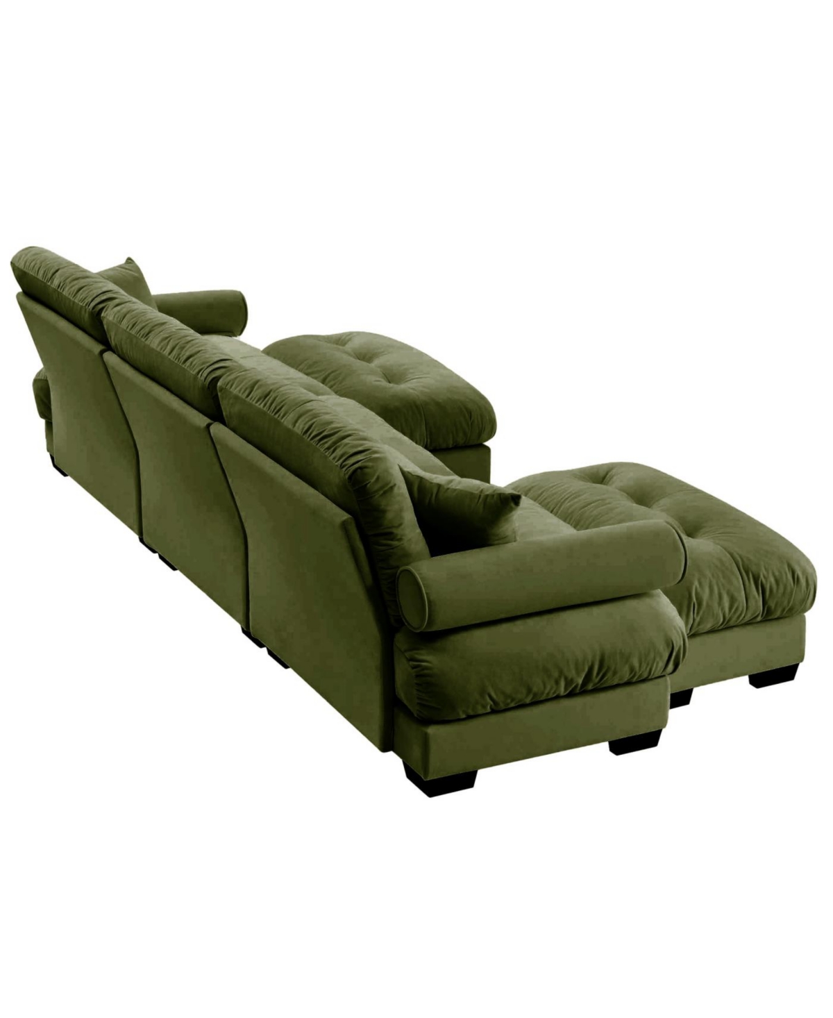 Streamdale U Shape Modular Sectional Sofa Couch with Two Ottomans, Olive Green