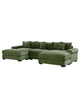 Streamdale 130" Oversized Cloud Modular Sectional Couch, Premium Corduroy, 3-Seater, Green