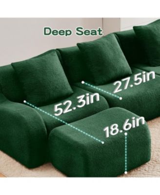 Streamdale Soft Teddy Fabric Boneless Sofa with Anti-Slip Design, Green