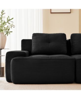 Streamdale Modern Modular Sectional Sofa, Corduroy Fabric, Oversized 3-Seater Couch, Black