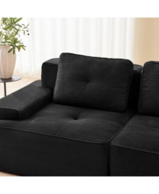  Modern Modular Corduroy Sectional Sofa, 4-Seater Couch,