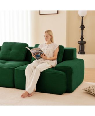 Streamdale Modern Modular Sectional Sofa, Corduroy Fabric, Oversized 3-Seater Couch, Green