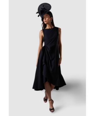 Women's Crepe Ruffle Low Back Dress
