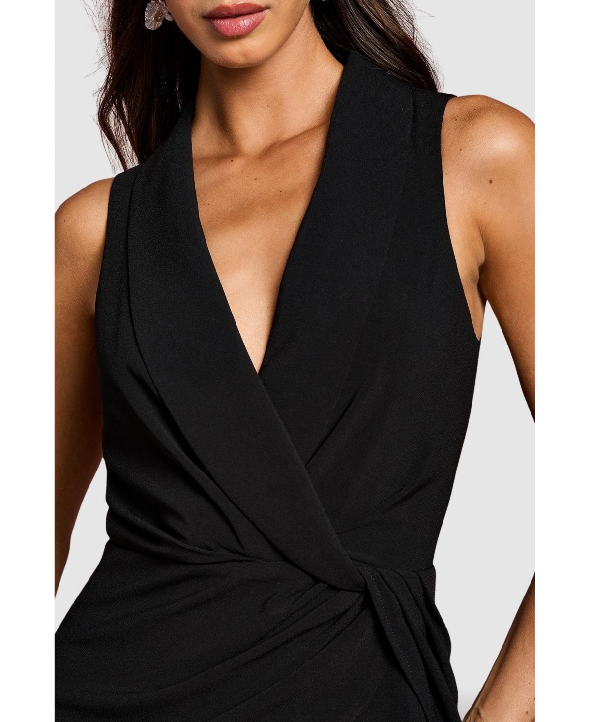 Coast Women's Shawl Collar Ruffle Hem Midi Dress