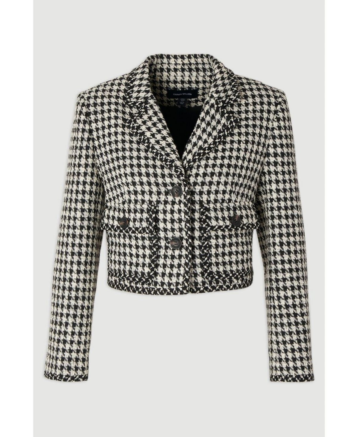 Karen Millen Women's Tweed Cropped Tailored Jacket