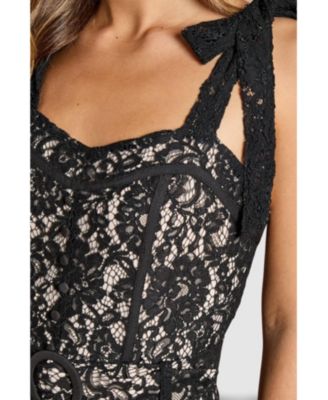 Women's Lace Bow Shoulder Maxi Dress