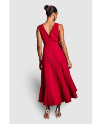 Women's Crepe Ruffle Low Back Dress