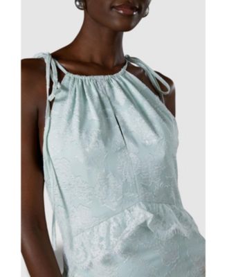 Women's Jacquard Halter Neck Frill Maxi Dress