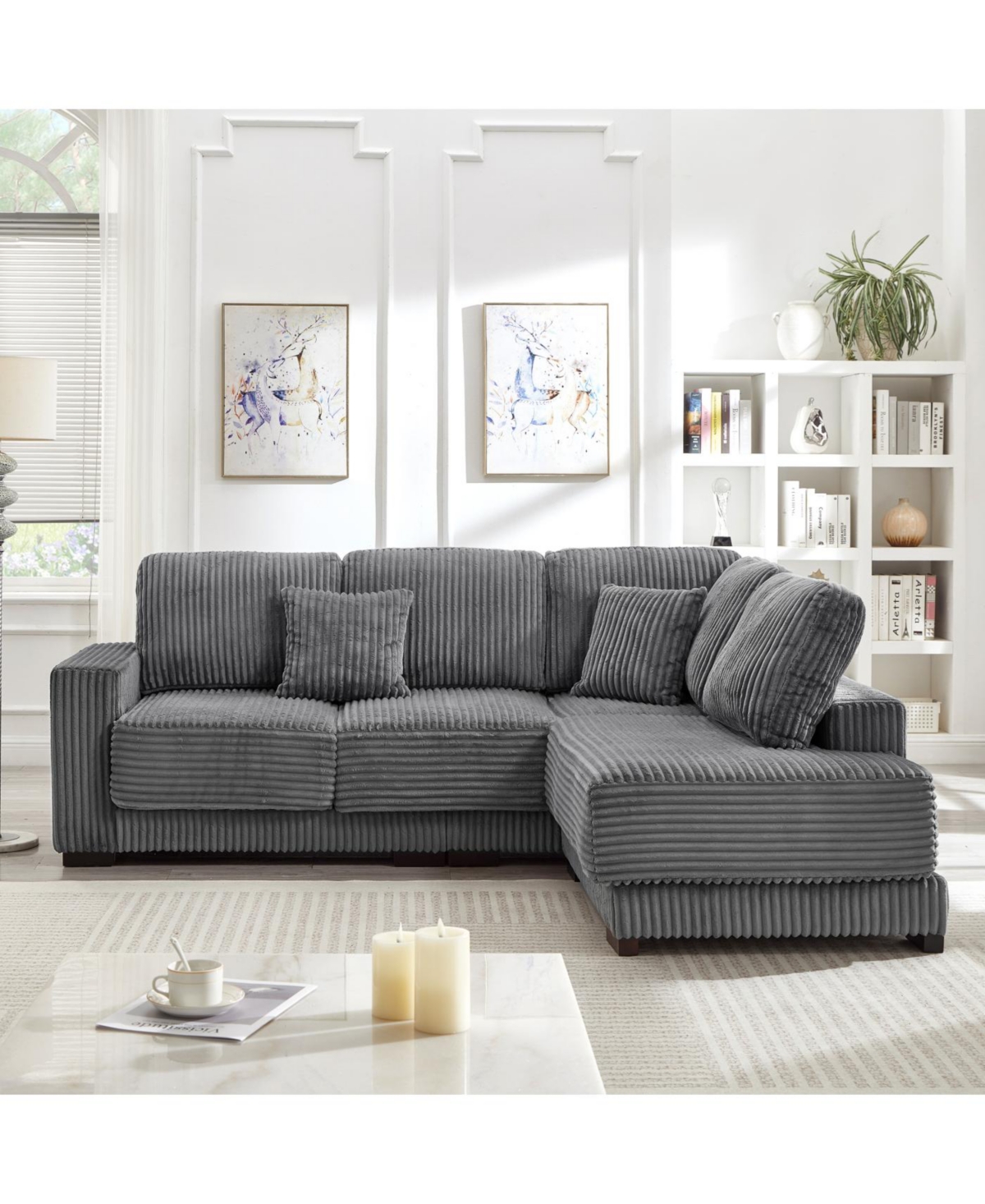 Streamdale Furniture Streamdale 93" L-Shaped Sectional Sofa with Reversible Chaise Lounge (Grey