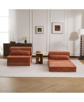 Streamdale Compression Sofa, Convertible Floor Sofa Bed, Modular Sectional, Orange