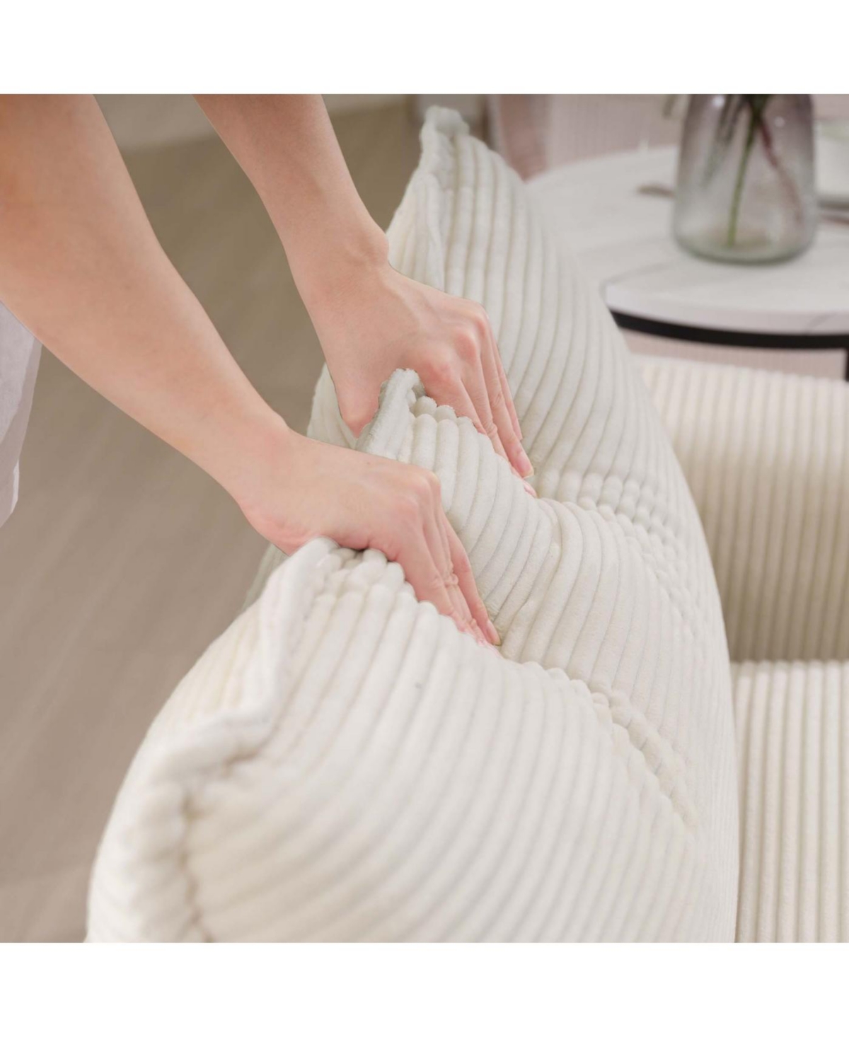 Streamdale Furniture Oversized Modular Cushioned Sofa with 3 Ottomans, Sleeper Sofa Bed, 6-Piece Set, Light Beige Corduroy