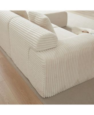 Streamdale Corduroy Modular Sofa with 4 Configurable Modules & 3 Pillows