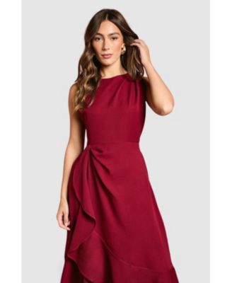 Women's Waterfall Crepe Midi Dress