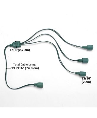 10PCS 2.5Ft Extension Cord Y-Splitter 3 Way Waterproof IP65 Connector for DELight Outdoor String Lights Decor