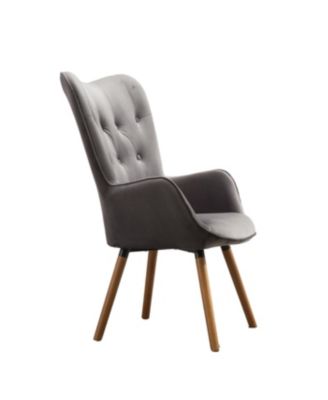 Streamdale Contemporary Silky Velvet Tufted Button Back Accent Chair, Gray