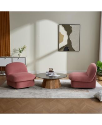 Streamdale Velvet Swivel Chair with 360-degree Metal Base