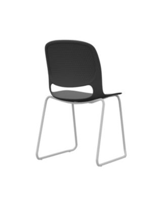 Streamdale Modern Black Stacking Chairs Set of 4 with Ergonomic Design