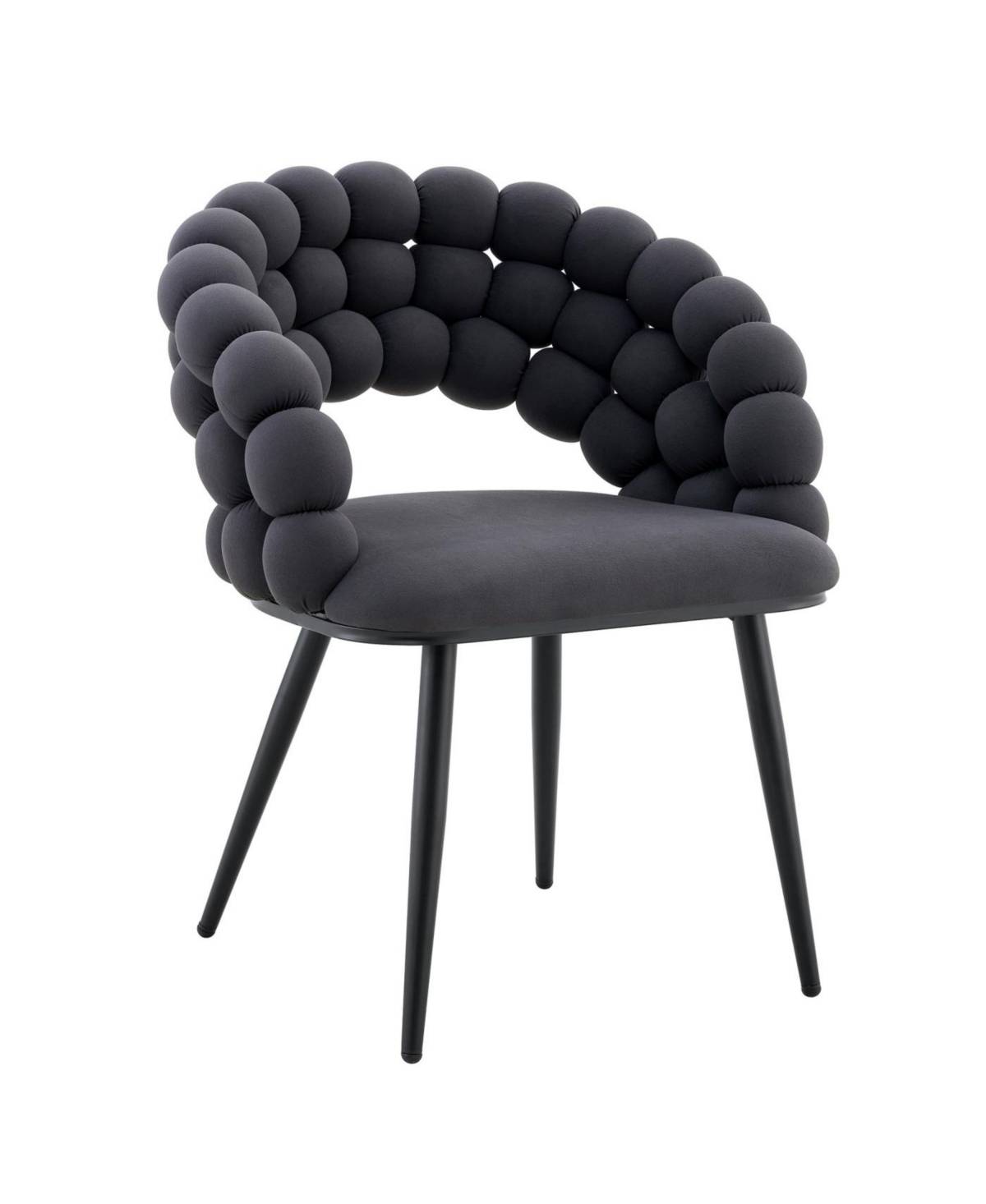 Streamdale Furniture Streamdale Set of 2 Gray Velvet Dining Chairs with Black Legs