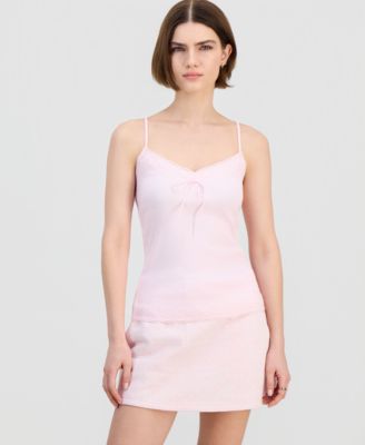 Juniors' Ribbed Lace-Trim Camisole