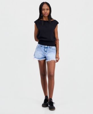 Juniors' Banded-Hem Boat-Neck Top  