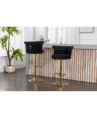 Streamdale Velvet 360 Rotating Bar Chair with Adjustable Height - Modern Kitchen Island Seating