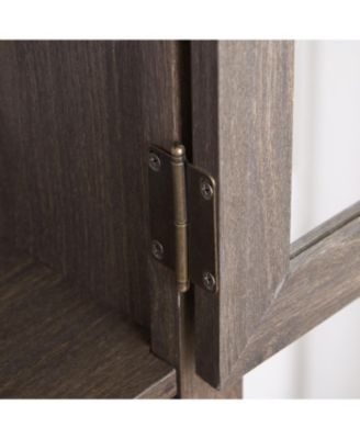 Streamdale Modern Storage Cabinet with Glass Doors & Shelves - Brown Finish