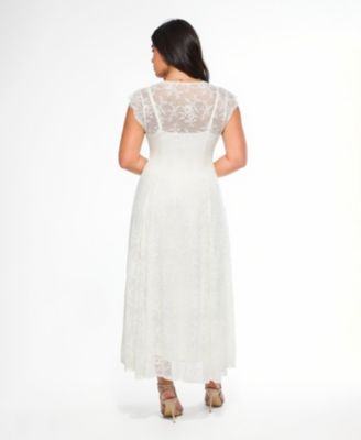 Women's Shapewear Boho Floral Lace Front Slit Maxi Dress