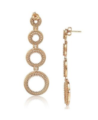 Suzy Levian Sterling Silver Cubic Zirconia Graduating Circle Drop Dangle Earrings