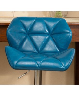 Streamdale Contemporary Tufted Adjustable Height Hidraulic Bar Stools, Set of 2, Blue