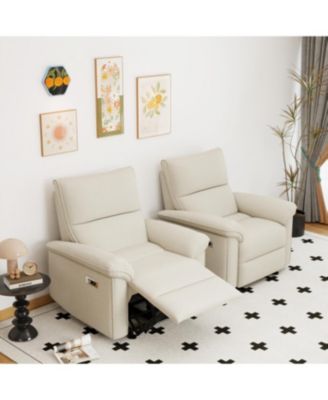 Streamdale Wall Hugger Zero Wall Power Recliner Chair with USB (Beige-gray