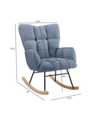 Streamdale Light Blue Teddy Fabric Glider Rocking Chair with Metal Frame