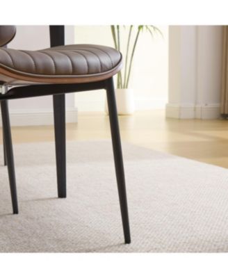 Dining Chairs Set of 2 Mid Century Modern Retro Faux Leather Chair (Brown PU)
